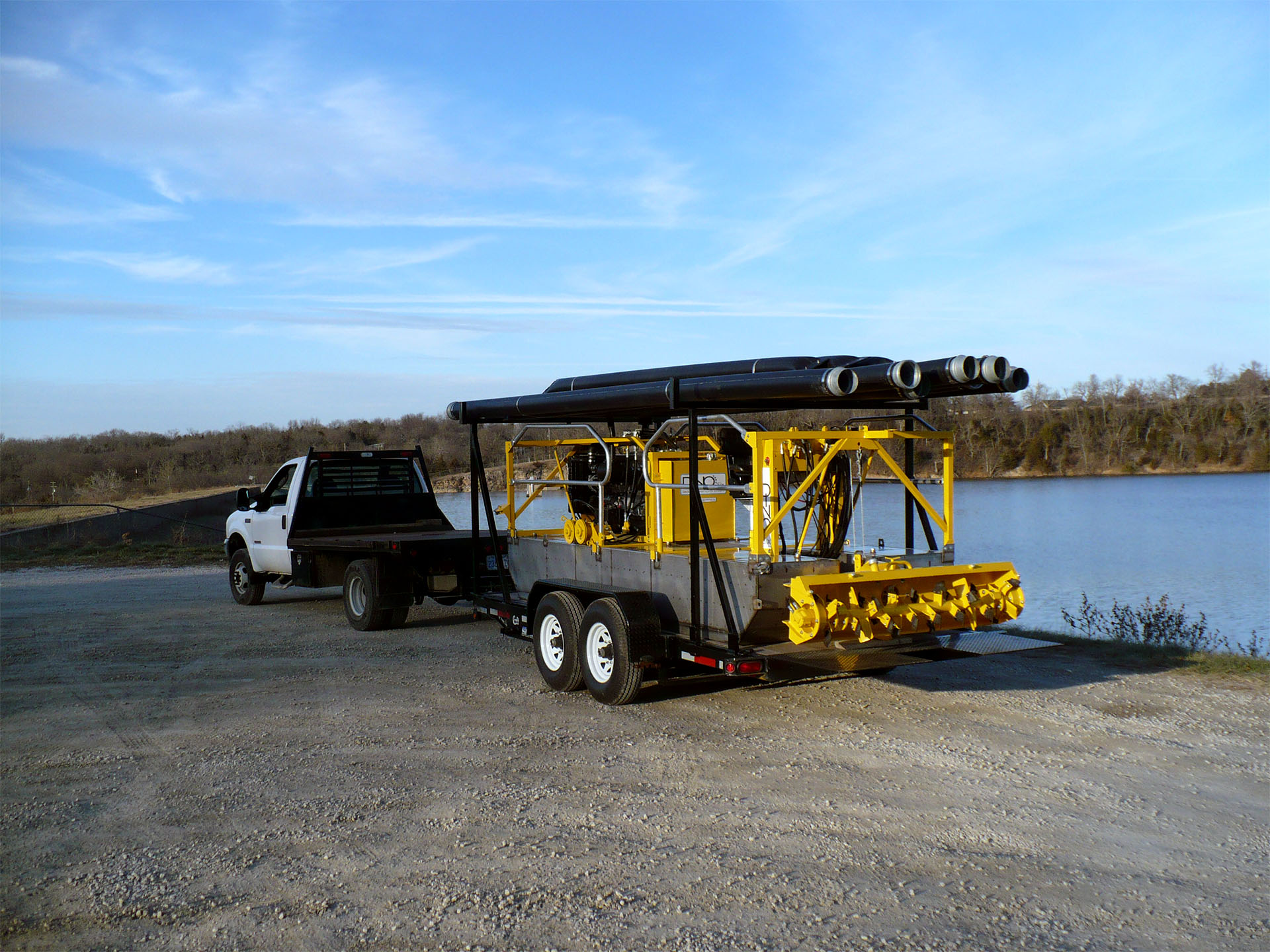 The DINO6 sediment removal dredge on its transport trailer