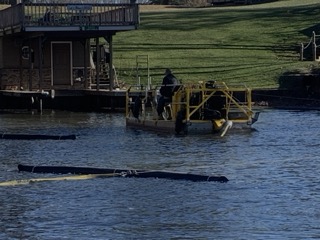 Floating pipeline on the water